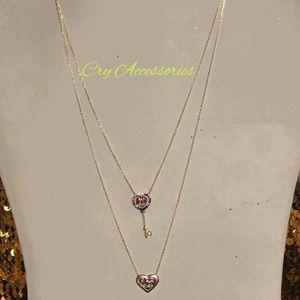 Multicolor Heart & Key Necklace
